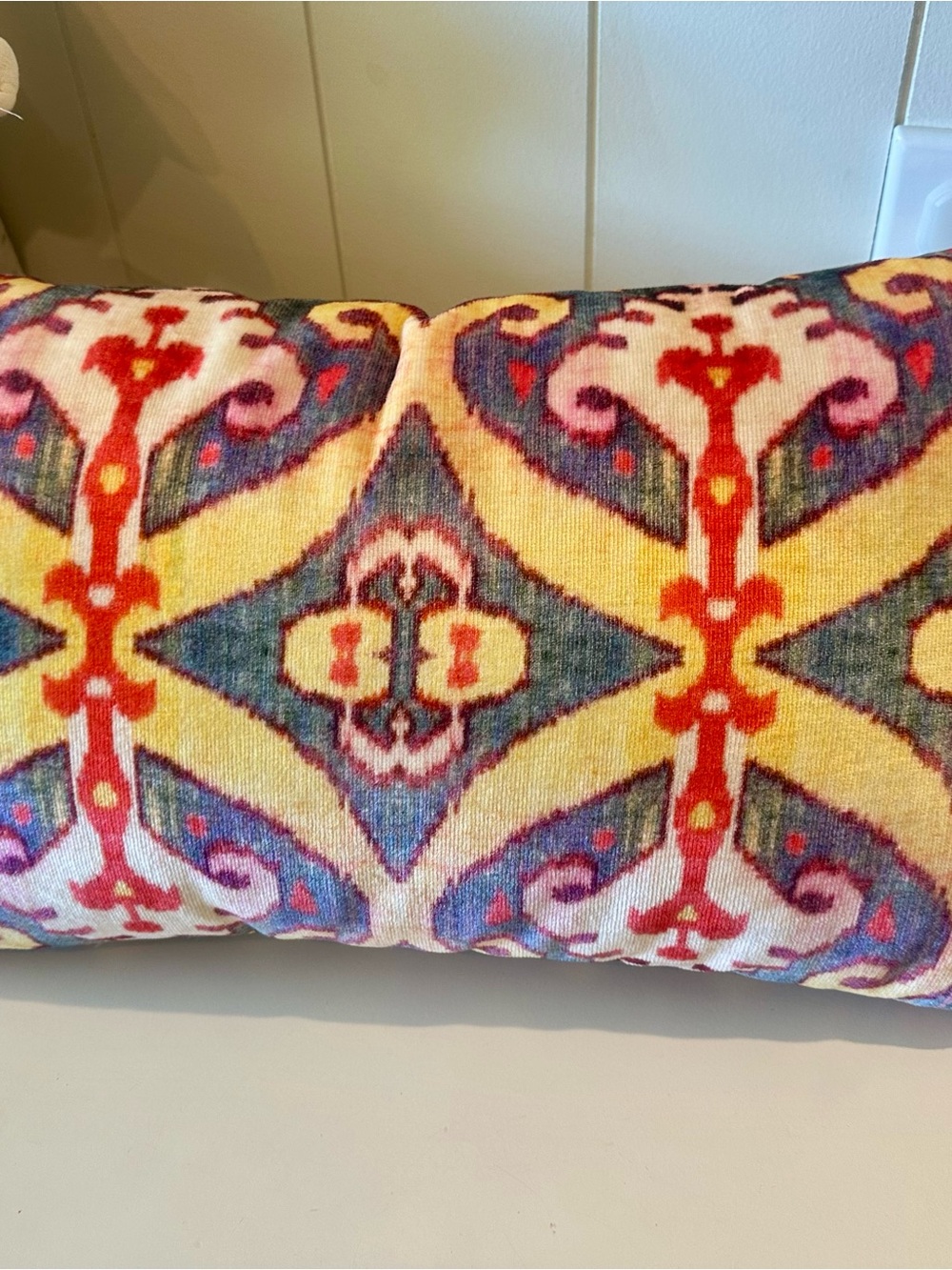 Anthropologie Ikat Lumbar Pillow - Yellow, Red, Blue, Pink